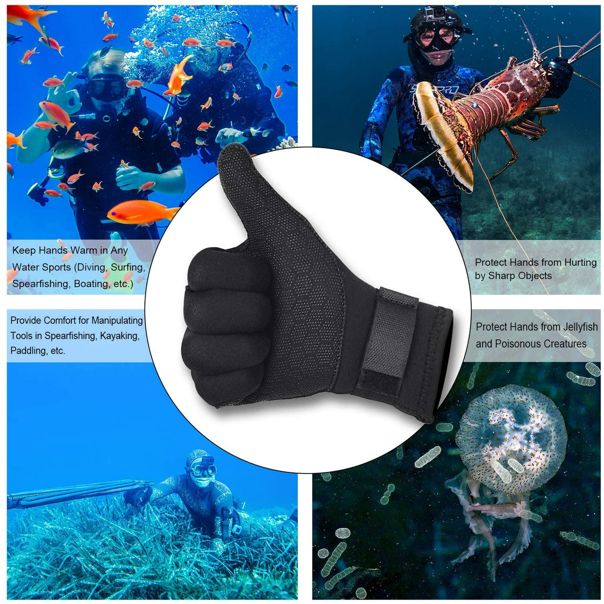 Kayaking Surfing 3mm & 5mm Neoprene Five Finger Wetsuit Gloves for Diving Snorkeling BPS Water Gloves Winter Canoeing Kayaking and Other Water Sports 